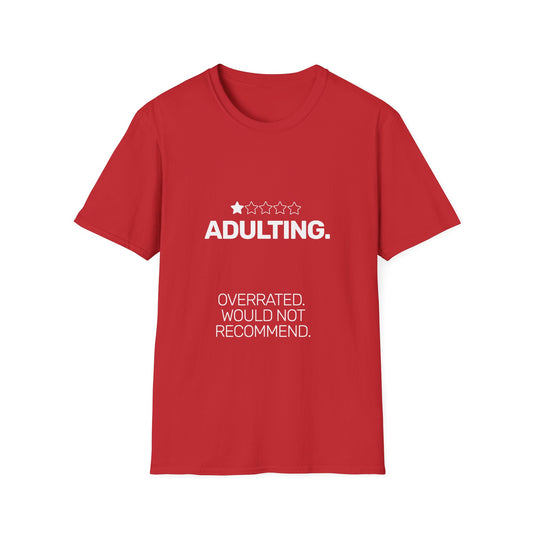Adulting One Star Review • Premium Quality Unisex T-Shirt • White Text
