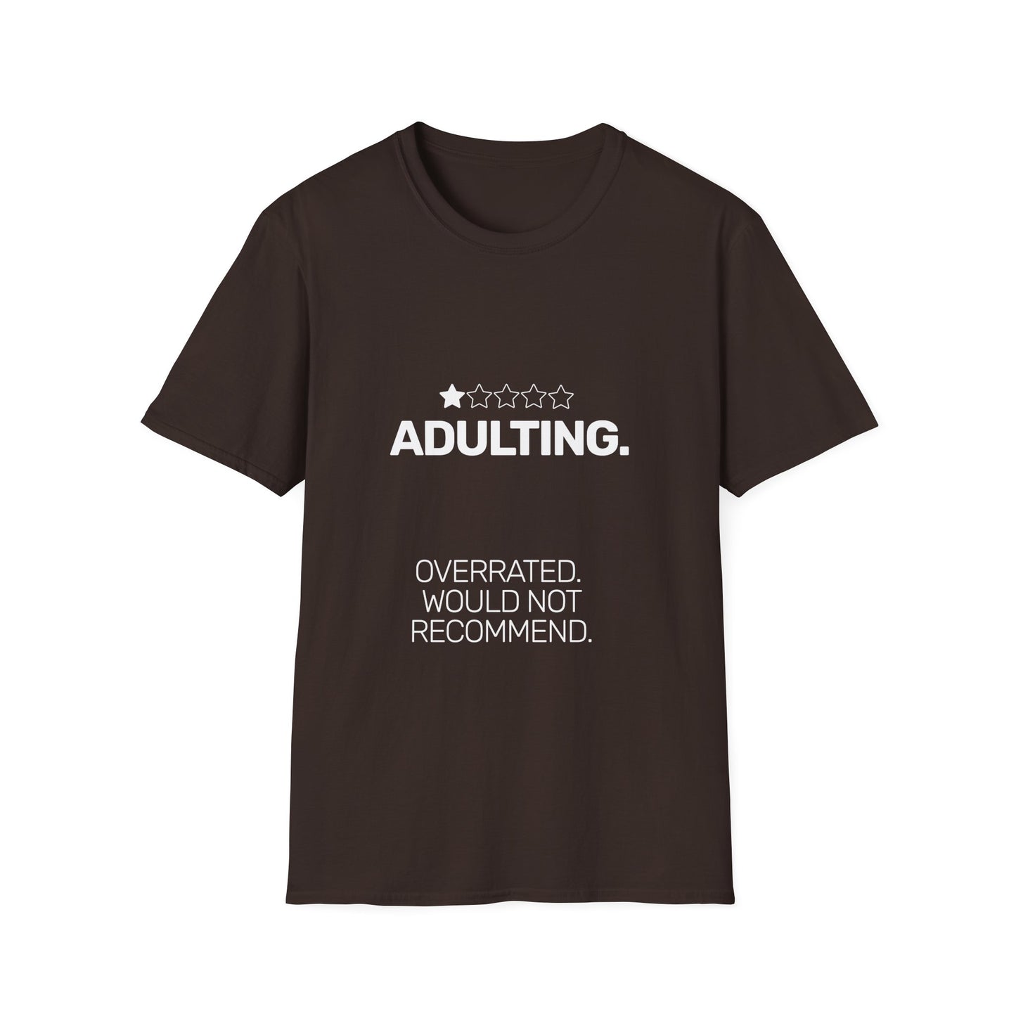 Adulting One Star Review • Premium Quality Unisex T-Shirt • White Text