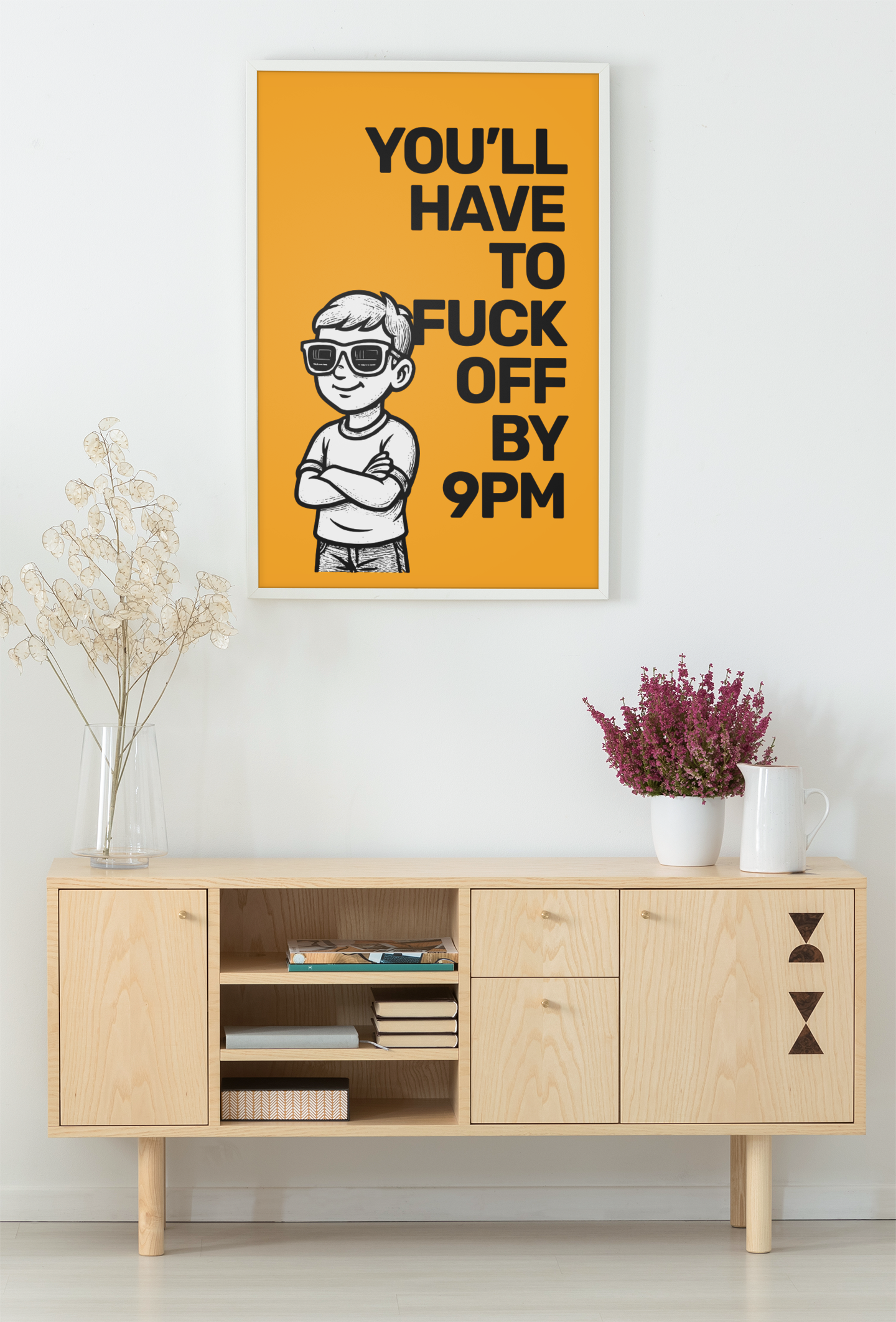 F**k Off By 9PM • Orange Background • DIGITAL DOWNLOAD