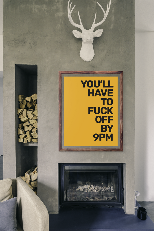 F**k Off By 9PM Text Only • Orange Background • DIGITAL DOWNLOAD