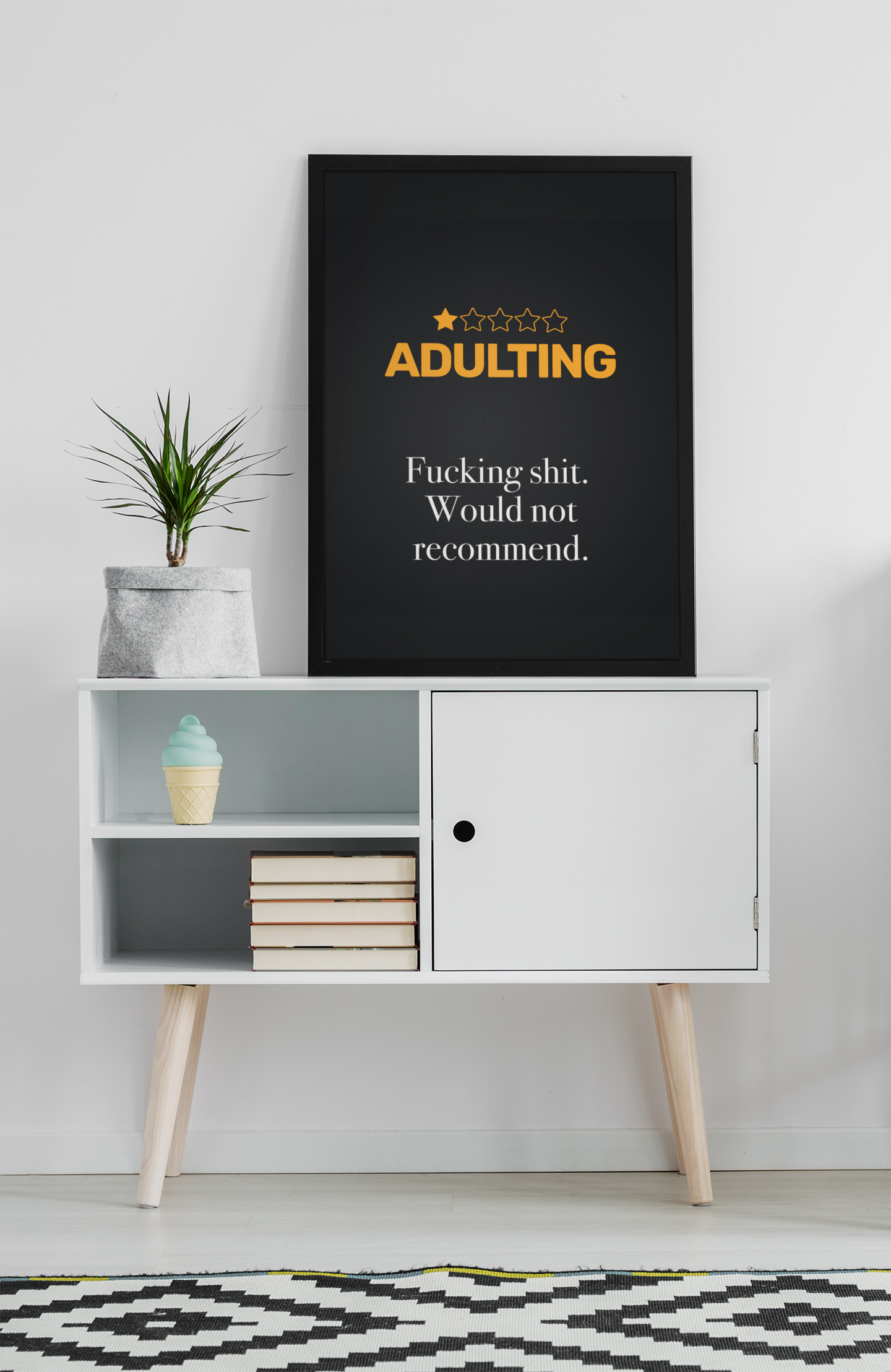 Adulting One Star Review • Black Background • DIGITAL DOWNLOAD