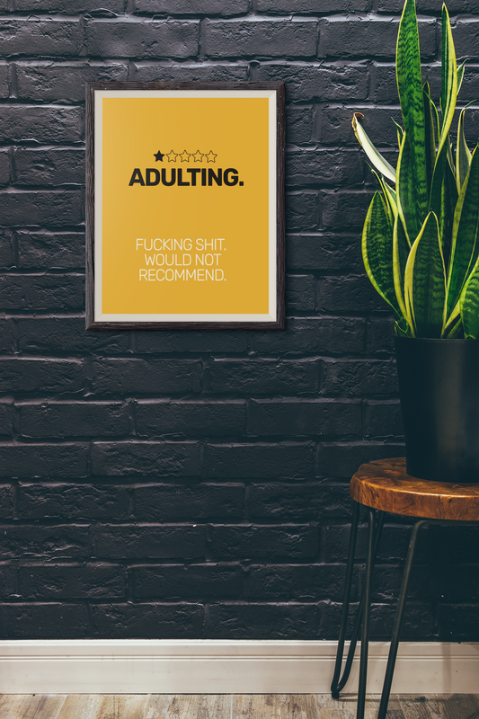 Adulting One Star Review • Orange Background • DIGITAL DOWNLOAD