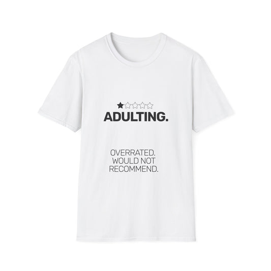 Adulting One Star Review • Premium Quality Unisex T-Shirt • Black Text