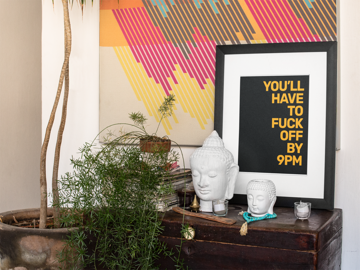 F**k Off By 9PM Text Only • Black Background • DIGITAL DOWNLOAD