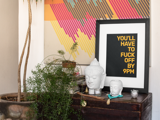 F**k Off By 9PM Text Only • Black Background • DIGITAL DOWNLOAD