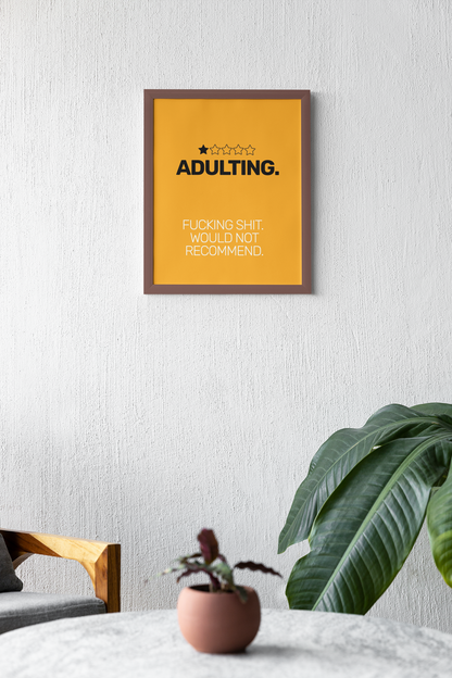 Adulting One Star Review • Orange Background • DIGITAL DOWNLOAD