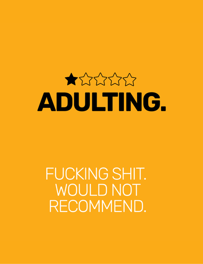 Adulting One Star Review • Orange Background • DIGITAL DOWNLOAD