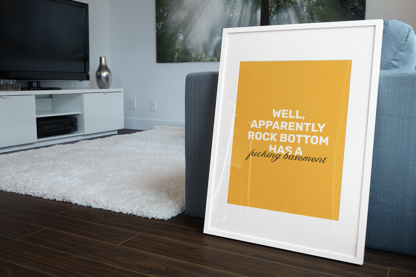 Rock Bottom Has A F**king Basement • Orange Background • DIGITAL DOWNLOAD